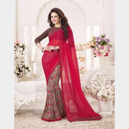 Vinay’s soft Printed Georgette Sharee with beautiful embroidered blouse piece as attached picture